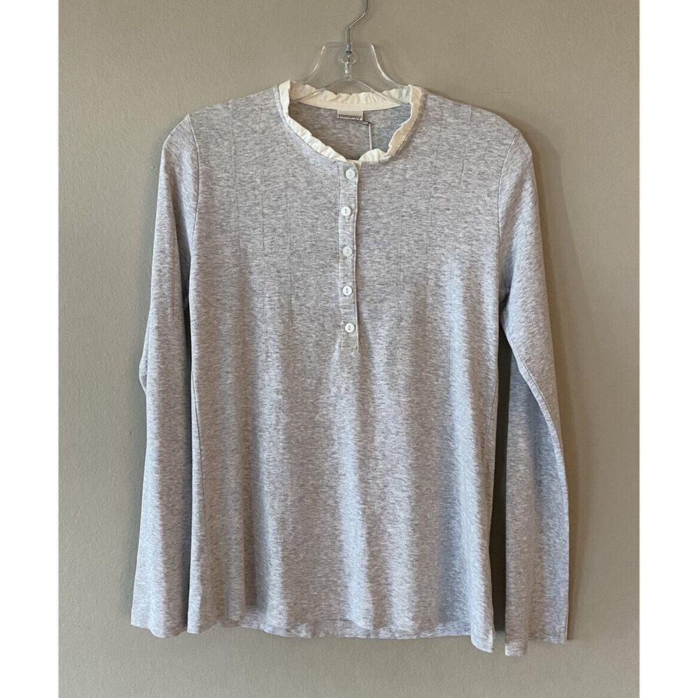 Yamamay Long Sleeve‎ Light Gray Pajama Top Small Comfy Loungewear Lounge
